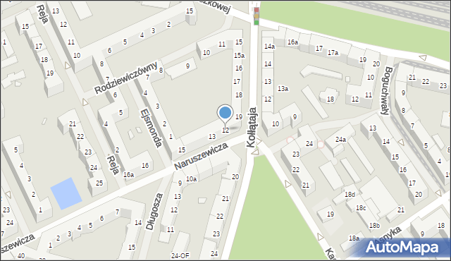 Szczecin, Naruszewicza Adama, ks. bp., 12, mapa Szczecina