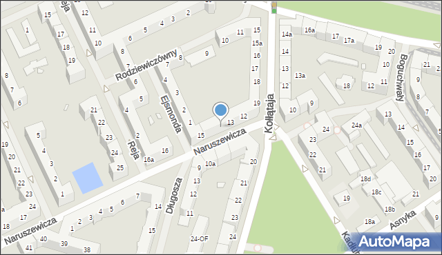 Szczecin, Naruszewicza Adama, ks. bp., 14, mapa Szczecina