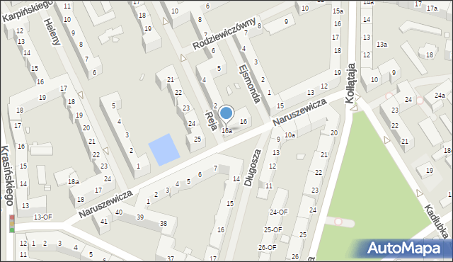 Szczecin, Naruszewicza Adama, ks. bp., 16a, mapa Szczecina