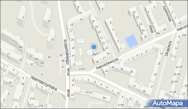 Szczecin, Naruszewicza Adama, ks. bp., 18a, mapa Szczecina