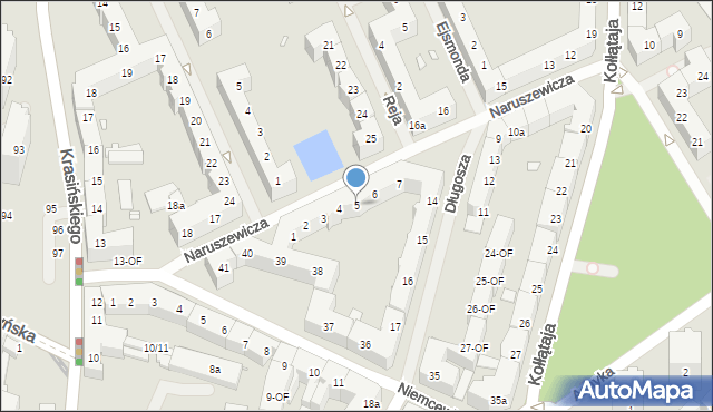 Szczecin, Naruszewicza Adama, ks. bp., 5, mapa Szczecina