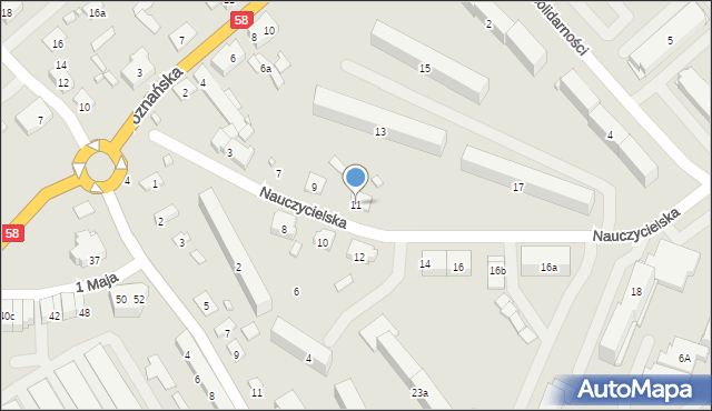 Szczytno, Nauczycielska, 11, mapa Szczytno