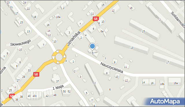 Szczytno, Nauczycielska, 3, mapa Szczytno