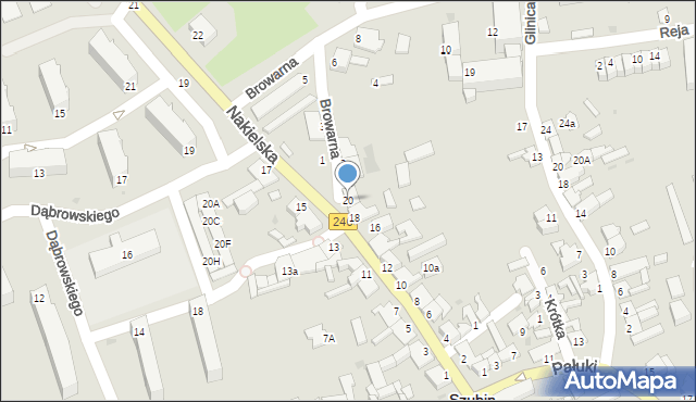 Szubin, Nakielska, 20, mapa Szubin