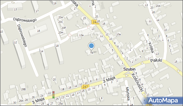Szubin, Nakielska, 7A, mapa Szubin