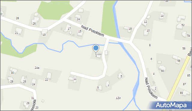 Targanice, Nad Potokiem, 1, mapa Targanice