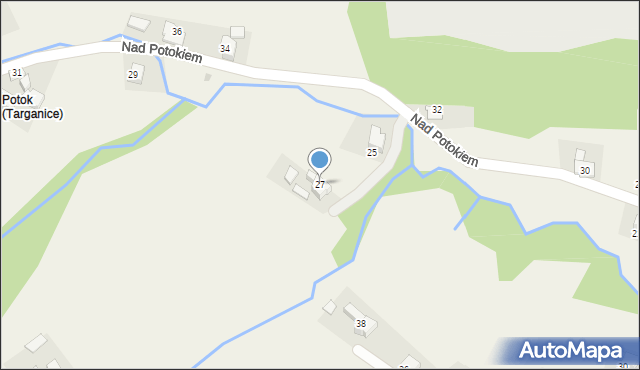 Targanice, Nad Potokiem, 27, mapa Targanice