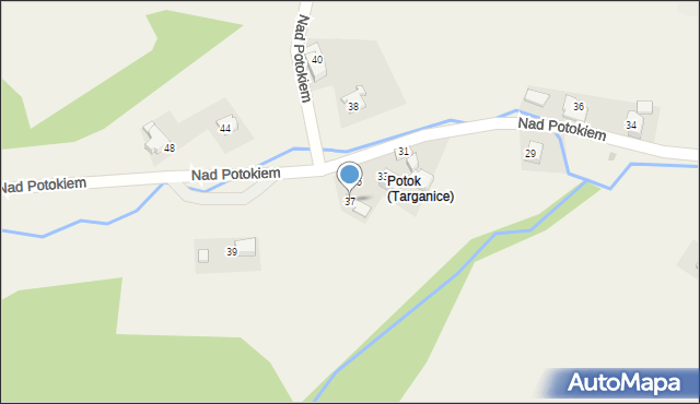 Targanice, Nad Potokiem, 37, mapa Targanice