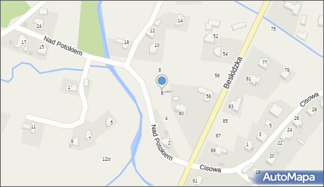 Targanice, Nad Potokiem, 6, mapa Targanice