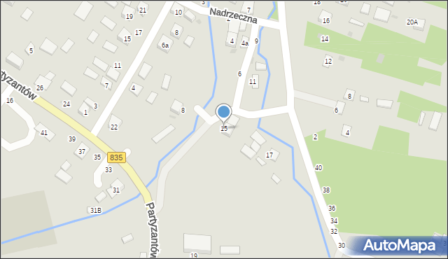 Tarnogród, Nadrzeczna, 15, mapa Tarnogród