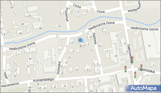 Tarnów, Nadbrzeżna Dolna, 19, mapa Tarnów