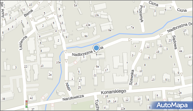 Tarnów, Nadbrzeżna Dolna, 7, mapa Tarnów