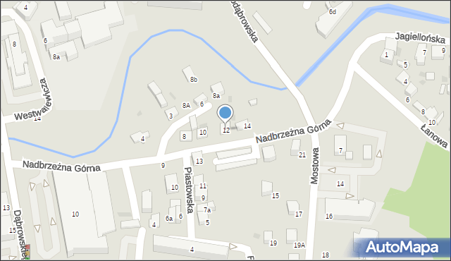 Tarnów, Nadbrzeżna Górna, 12, mapa Tarnów