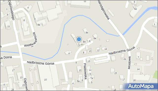 Tarnów, Nadbrzeżna Górna, 3, mapa Tarnów