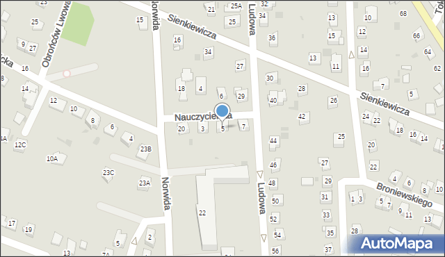 Tarnów, Nauczycielska, 5, mapa Tarnów