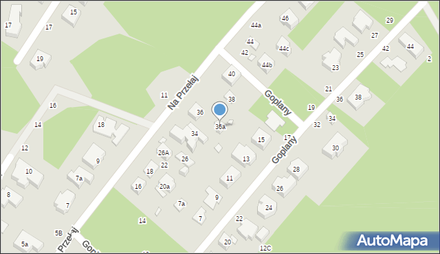 Toruń, Na Przełaj, 36a, mapa Torunia