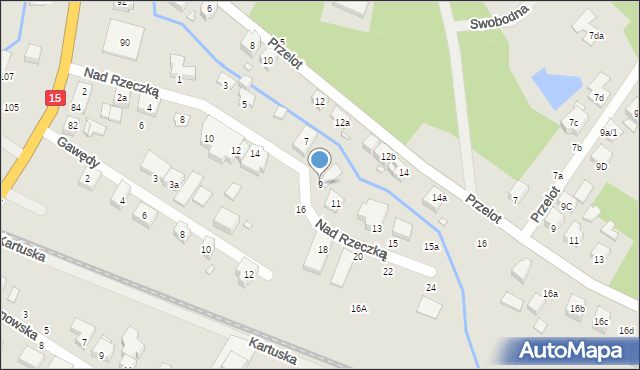 Toruń, Nad Rzeczką, 9, mapa Torunia