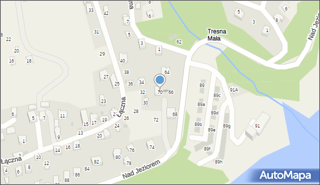 Tresna, Nad Jeziorem, 70, mapa Tresna