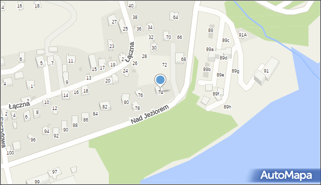 Tresna, Nad Jeziorem, 74, mapa Tresna