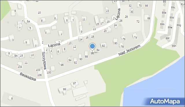 Tresna, Nad Jeziorem, 86, mapa Tresna