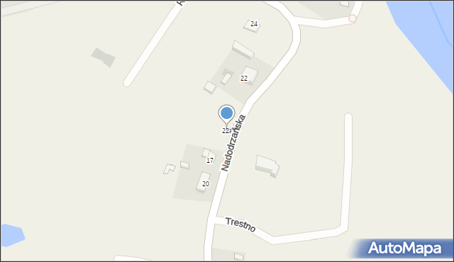 Trestno, Nadodrzańska, 22a, mapa Trestno