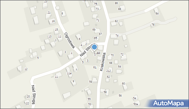 Trojanowice, Nad Strugą, 1, mapa Trojanowice