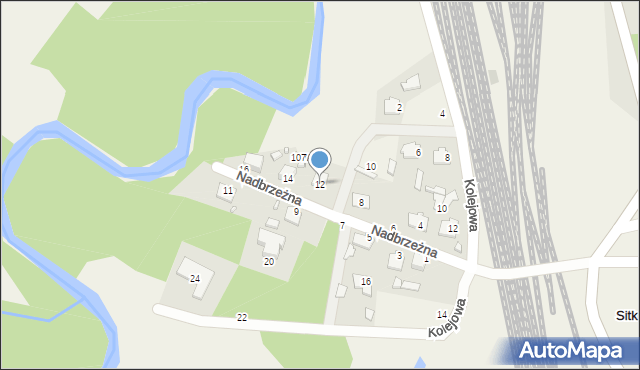 Trzcianki Osada, Nadbrzeżna, 12, mapa Trzcianki Osada