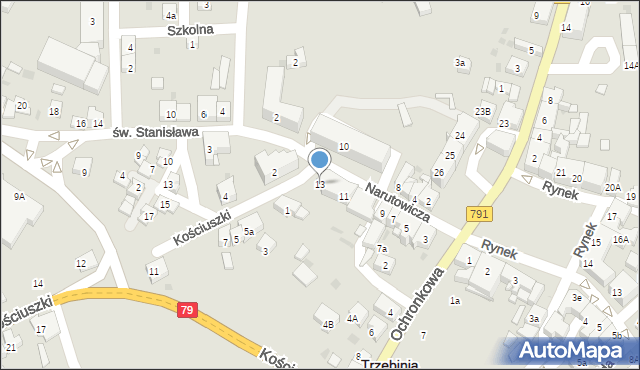 Trzebinia, Narutowicza Gabriela, 13, mapa Trzebinia