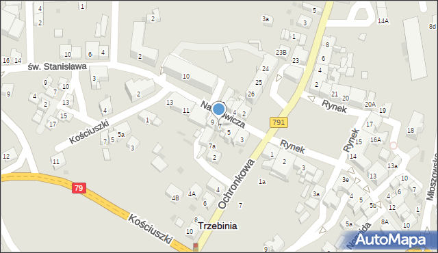 Trzebinia, Narutowicza Gabriela, 7, mapa Trzebinia