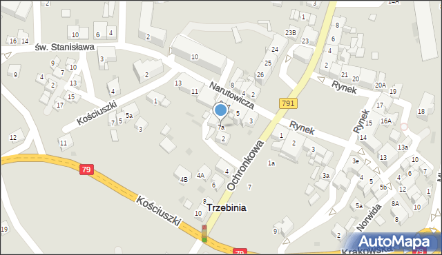 Trzebinia, Narutowicza Gabriela, 7a, mapa Trzebinia