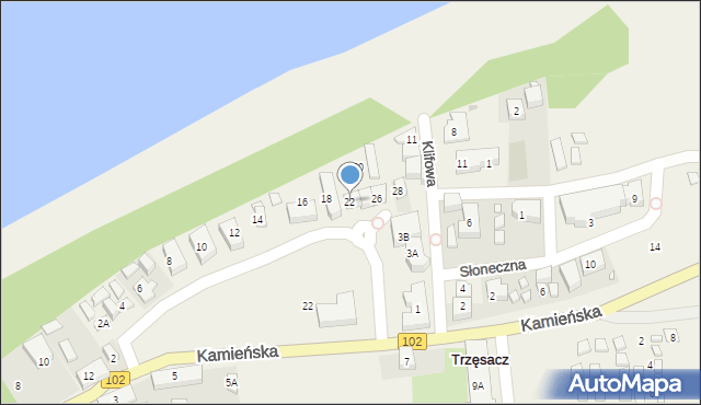 Trzęsacz, Nadmorska, 22, mapa Trzęsacz