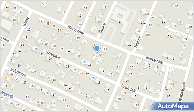 Tychy, Narcyzów, 17, mapa Tychów