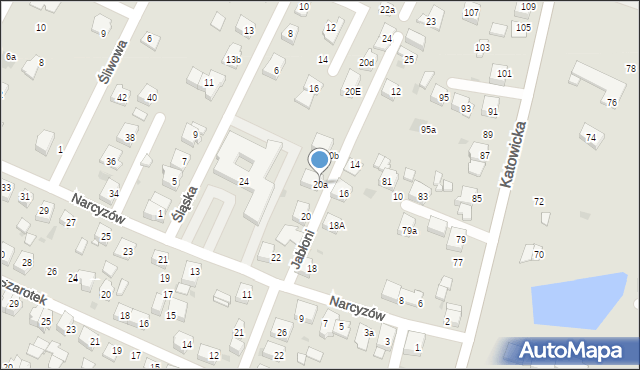 Tychy, Narcyzów, 20a, mapa Tychów