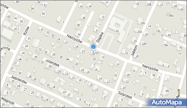 Tychy, Narcyzów, 21, mapa Tychów