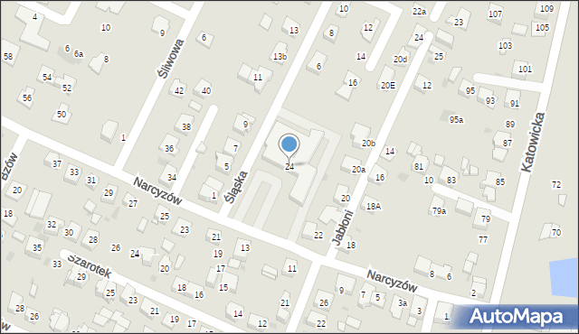 Tychy, Narcyzów, 24, mapa Tychów