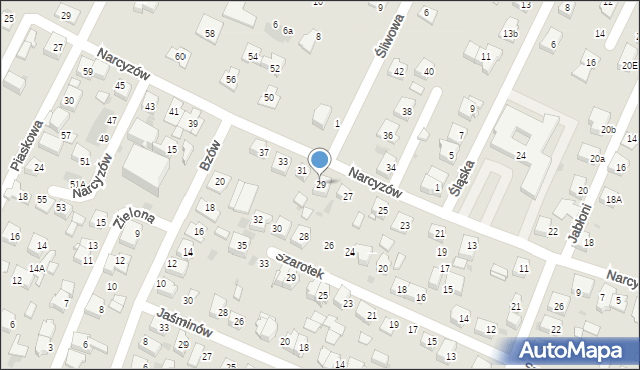 Tychy, Narcyzów, 29, mapa Tychów
