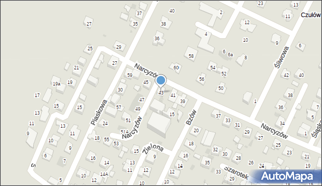 Tychy, Narcyzów, 43, mapa Tychów