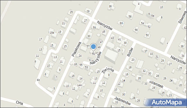 Tychy, Narcyzów, 51, mapa Tychów