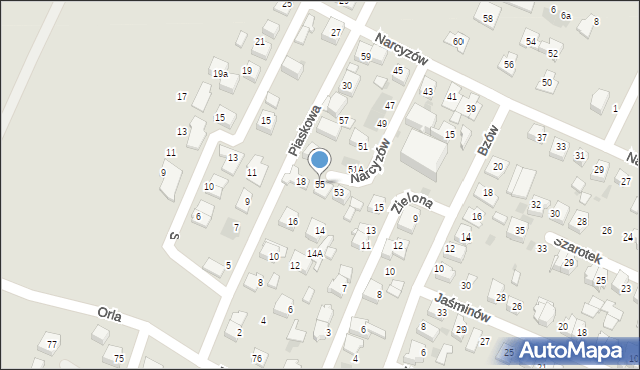 Tychy, Narcyzów, 55, mapa Tychów