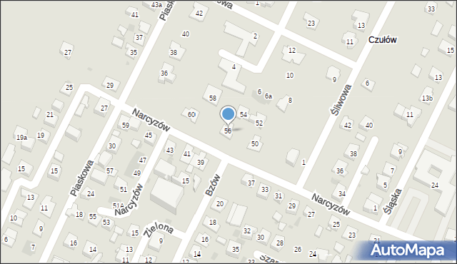 Tychy, Narcyzów, 56, mapa Tychów