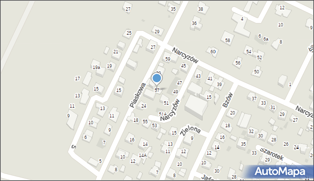 Tychy, Narcyzów, 57, mapa Tychów