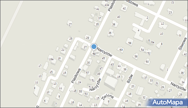 Tychy, Narcyzów, 59, mapa Tychów