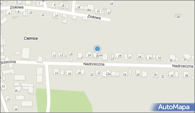 Tychy, Nadrzeczna, 21, mapa Tychów