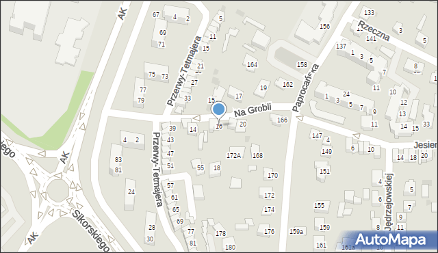 Tychy, Na Grobli, 16, mapa Tychów
