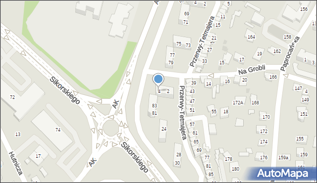Tychy, Na Grobli, 4, mapa Tychów