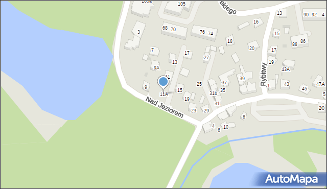 Tychy, Nad Jeziorem, 11A, mapa Tychów
