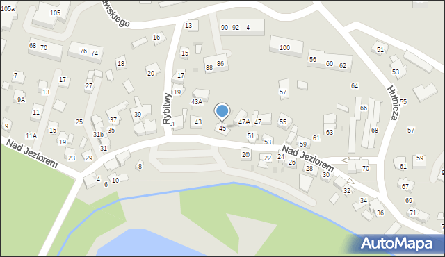 Tychy, Nad Jeziorem, 45, mapa Tychów