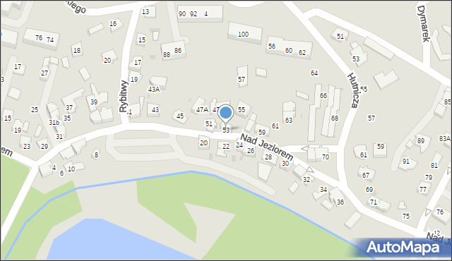 Tychy, Nad Jeziorem, 53, mapa Tychów