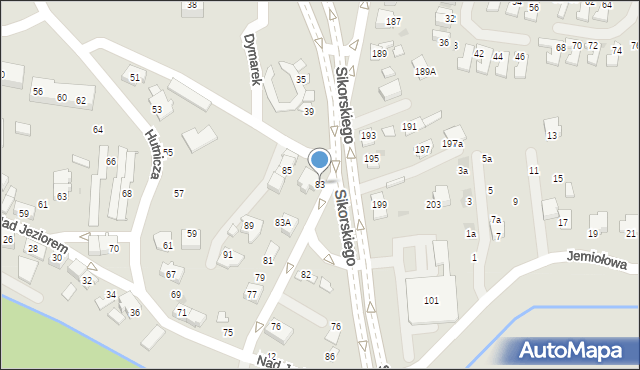 Tychy, Nad Jeziorem, 83, mapa Tychów