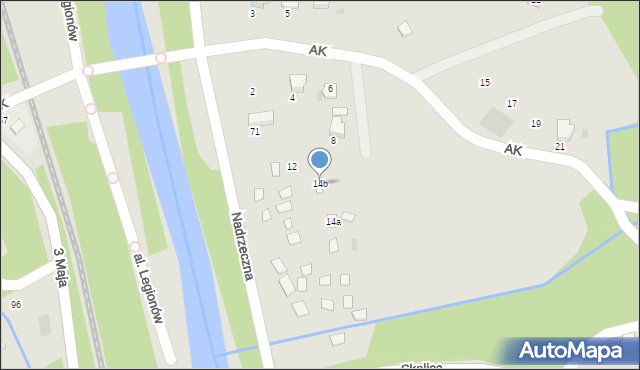 Ustroń, Nadrzeczna, 14b, mapa Ustroń